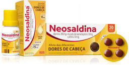 Foto com todas as embalagens dos produtos Neosaldina®.