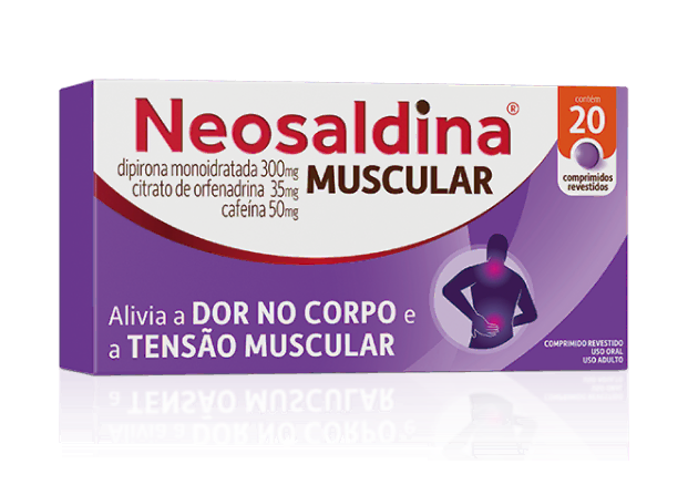 Embalagem de Neosaldina Muscular de 20 comprimidos.